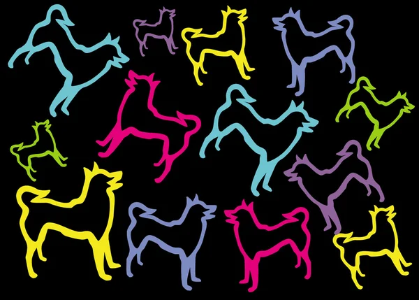 Цветные собаки — стоковый вектор