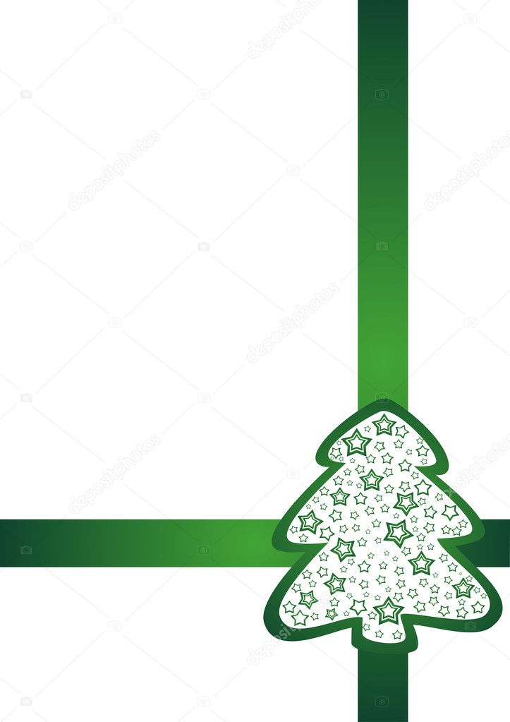 Festive green tapes and fir tree