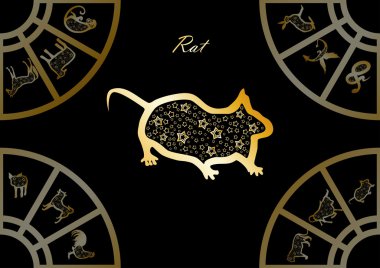 Golden chinese horoscope clipart