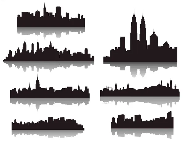 Silhuetter av världens städer — Stock vektor