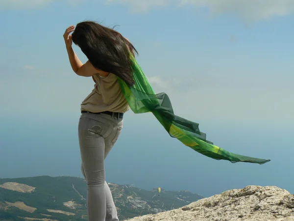 stock image The girl on the brink of a rock