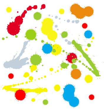 Set of four rainbow-colored ink splats clipart