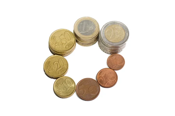 Euro coins stack with all kind of pieces — Stock Photo, Image