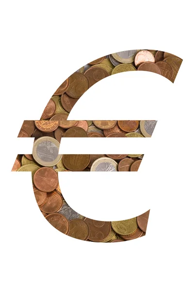 Símbolo euro con patrón de monedas — Foto de Stock