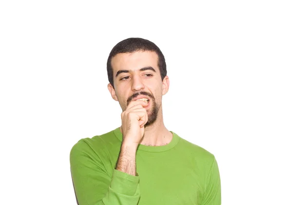 Homme mangeant un biscuit sucré — Photo