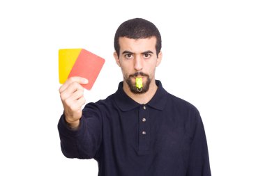 Referee showing the red and yellow cards clipart