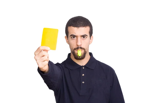 Arbitro che mostra il cartellino giallo — Foto Stock