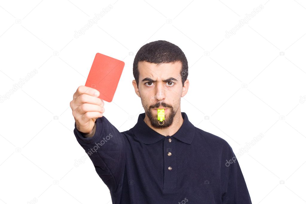 Referee showing the red card