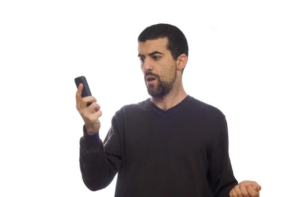 Man using a mobiel telephone — Stock Photo, Image