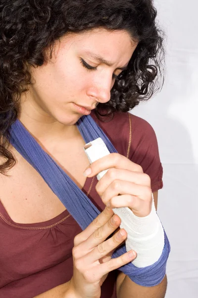 stock image Girl with an injuried hand