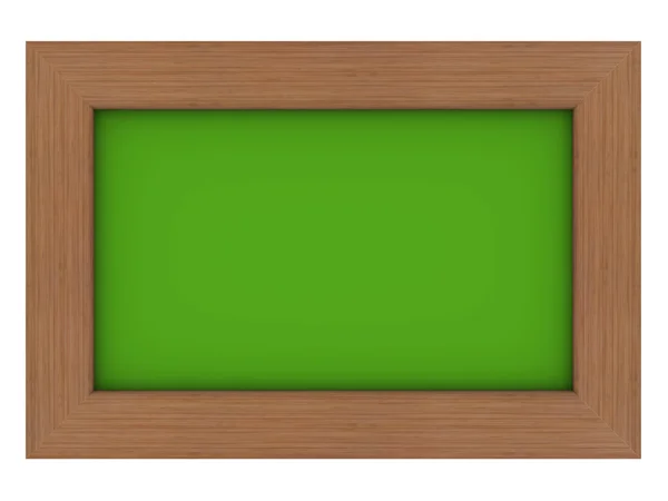 Yeşil arka plana sahip ahşap çerçeve — Stok fotoğraf