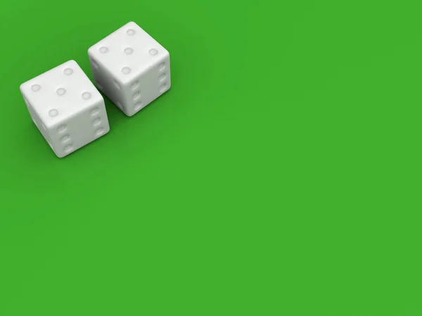Green background with two dice cubes — Stock Photo, Image