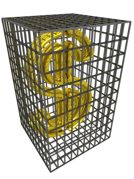 Dólar de oro en una jaula de acero . — Foto de Stock