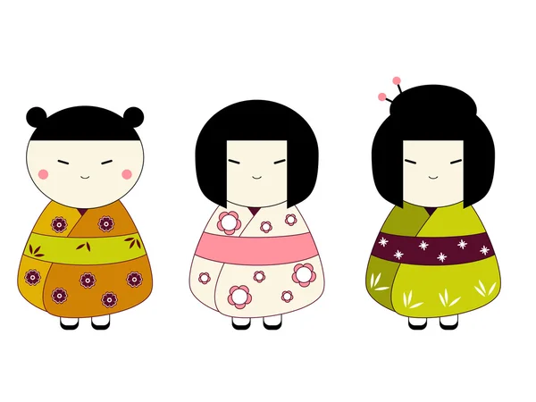 Куклы Японии — стоковый вектор