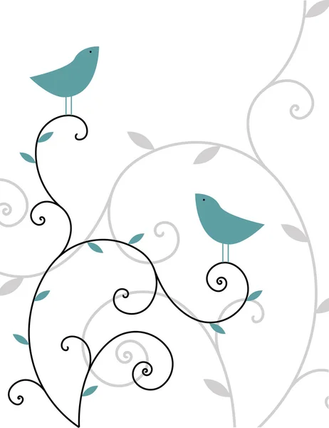 Plantes et oiseaux — Image vectorielle