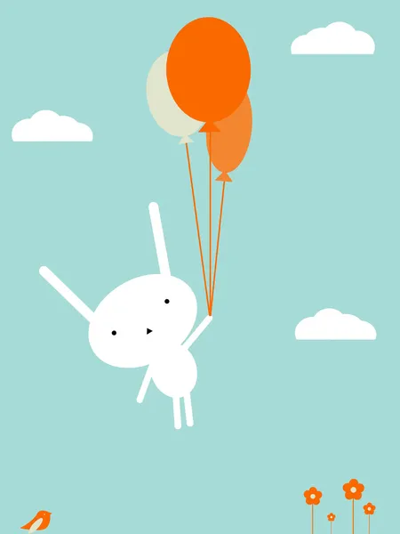 小兔子的飞行 — 图库矢量图片