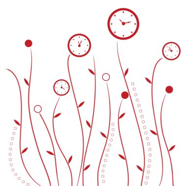 Clock flowers clipart