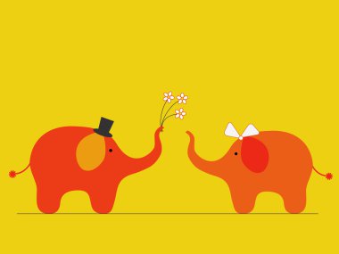 Elephants in love clipart