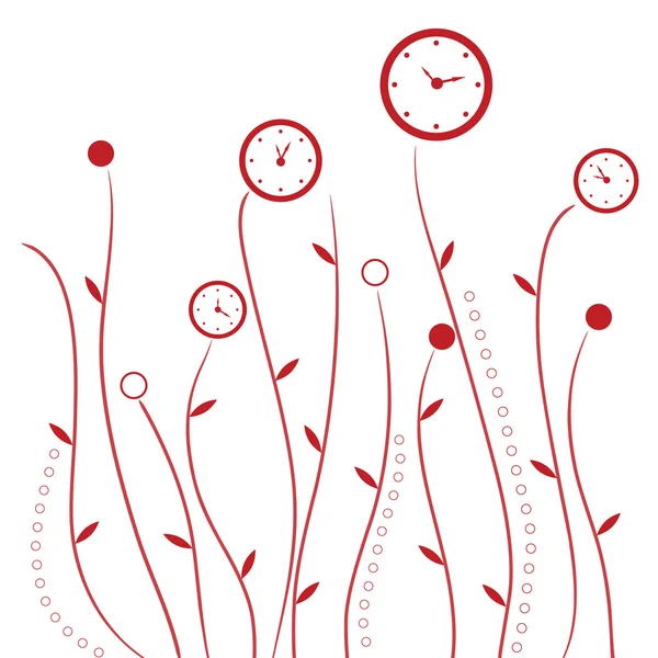 Horloge fleurs — Image vectorielle