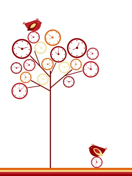 Horloge arbre — Image vectorielle