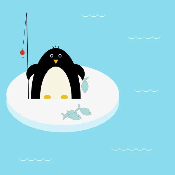 Pesca de pingüinos — Vector de stock