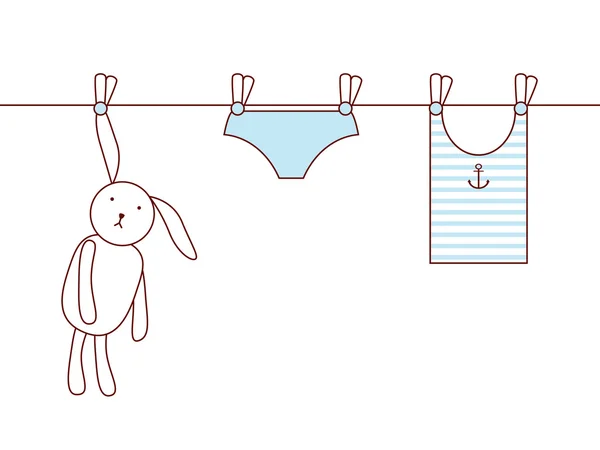 小兔子的洗衣 — 图库矢量图片