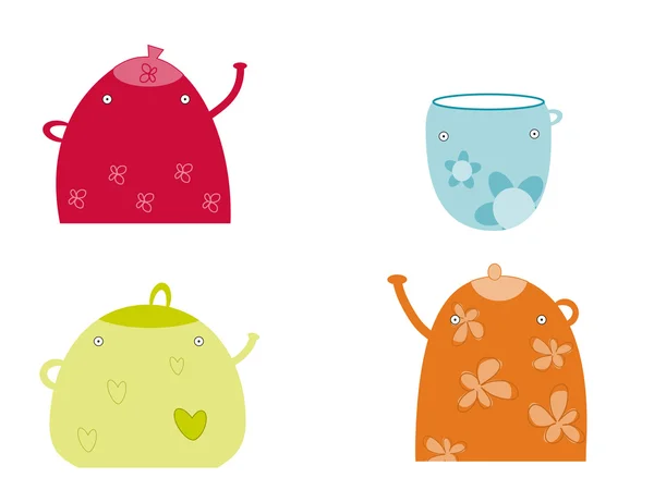 有趣的茶壶 — 图库矢量图片