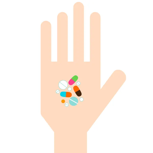 Рука с таблетками — стоковый вектор