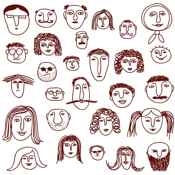 Faces doodles — Stock Vector