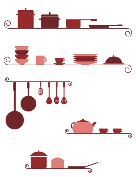 Étagères de cuisine — Image vectorielle