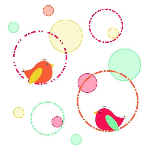 Oiseaux et cercles — Image vectorielle