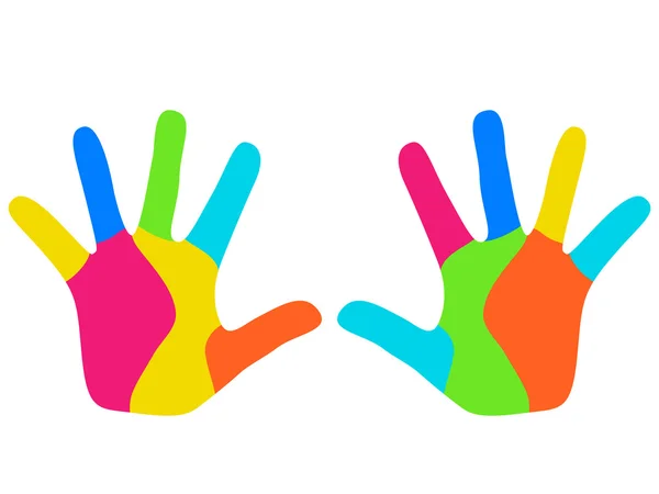 Niños coloridos manos — Vector de stock