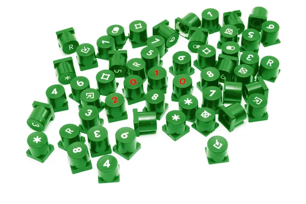 stock image Red numbers on green buttons