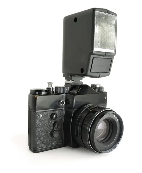 Câmera soviética e lanterna — Fotografia de Stock