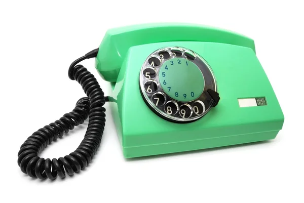 Green telephone with a disk — Stock Photo, Image