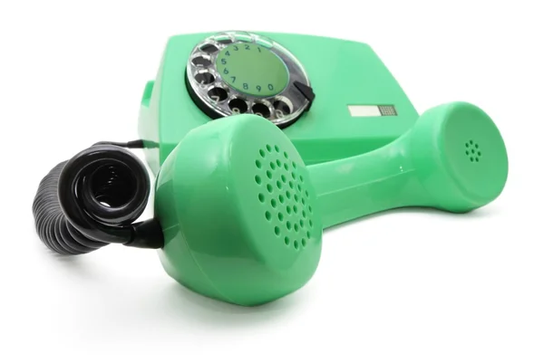 Πράσινο τηλέφωνο με ένα δίσκο — Φωτογραφία Αρχείου