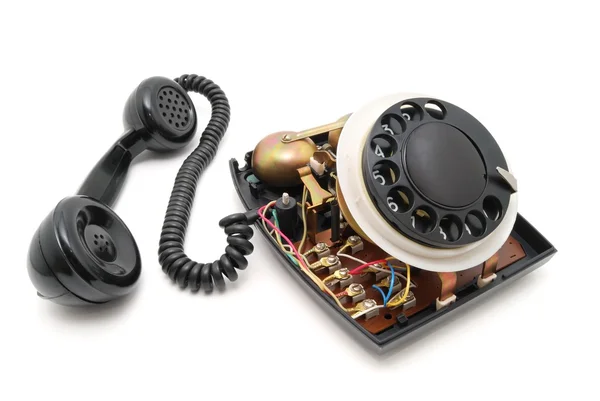 Gedemonteerde zwarte telefoon — Stockfoto