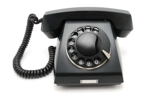 Telefone preto com um disco — Fotografia de Stock