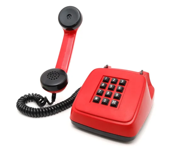 Rotes Telefon mit schwarzen Tasten — Stockfoto