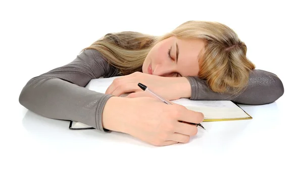 Estudante adormeceu durante o estudo — Fotografia de Stock