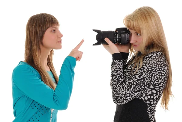 Girl taking picture of friend — Stock Photo, Image