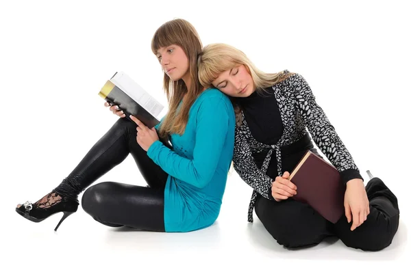 Δύο κορίτσια με βιβλία — Φωτογραφία Αρχείου
