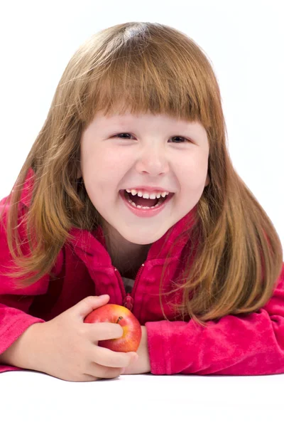 Kid eating appl — Stock Photo, Image