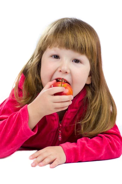 Criança comendo appl — Fotografia de Stock