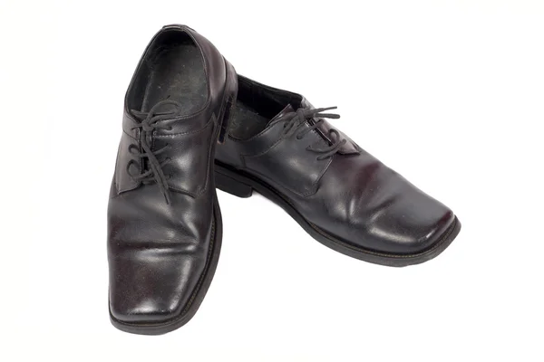 Używane czarne mans buty — Zdjęcie stockowe
