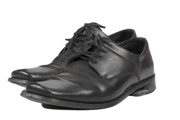 Používané černé mans boty — Stock fotografie