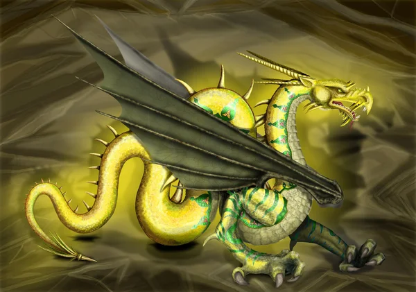 Illustration Golden Dragon — Stock Photo, Image