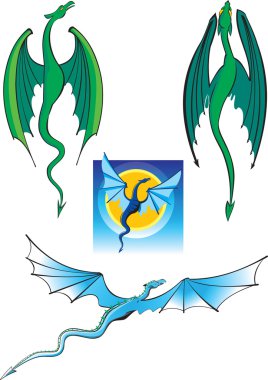 Flying Dragons. clipart