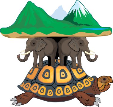 Turtle and elephants and earth clipart