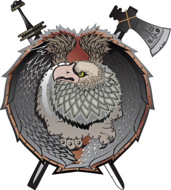 Shield with griffins clipart